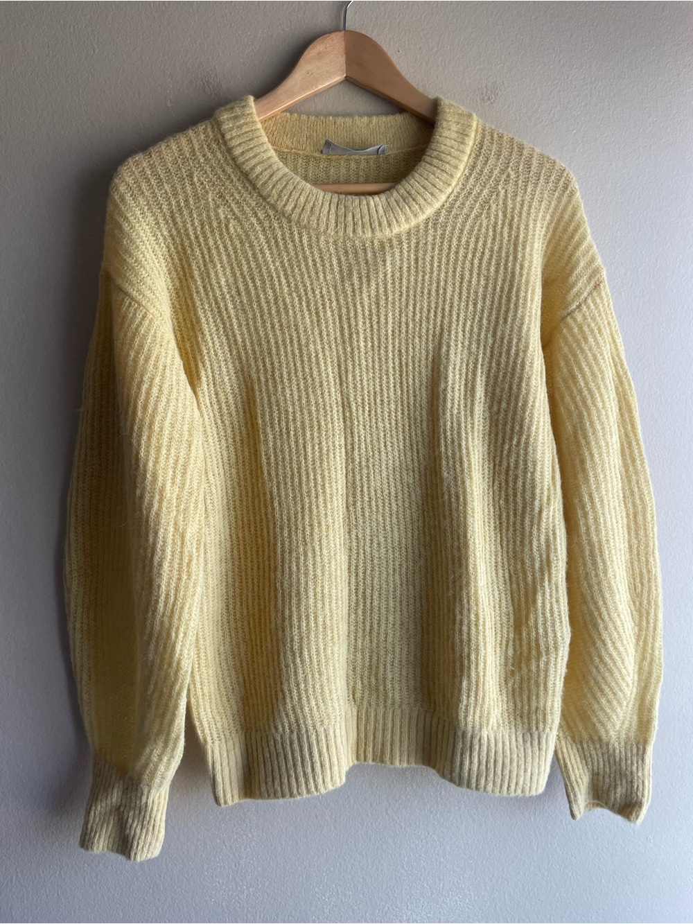 Everlane Women Crew Neck Yellow Wool Sweater Size XS